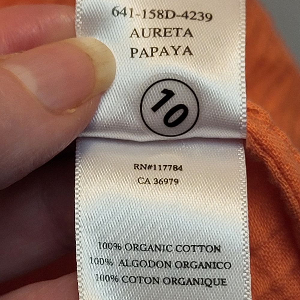 Rails Aureta Papaya Orange Gauze Tiered V-Neck Dress Organic Cotton - Size XL - Picture 7 of 7